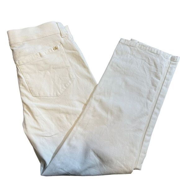 Calvin Klein White Denim Straight Leg Cropped Jeans - Size‎ 6 - Picture 2 of 10